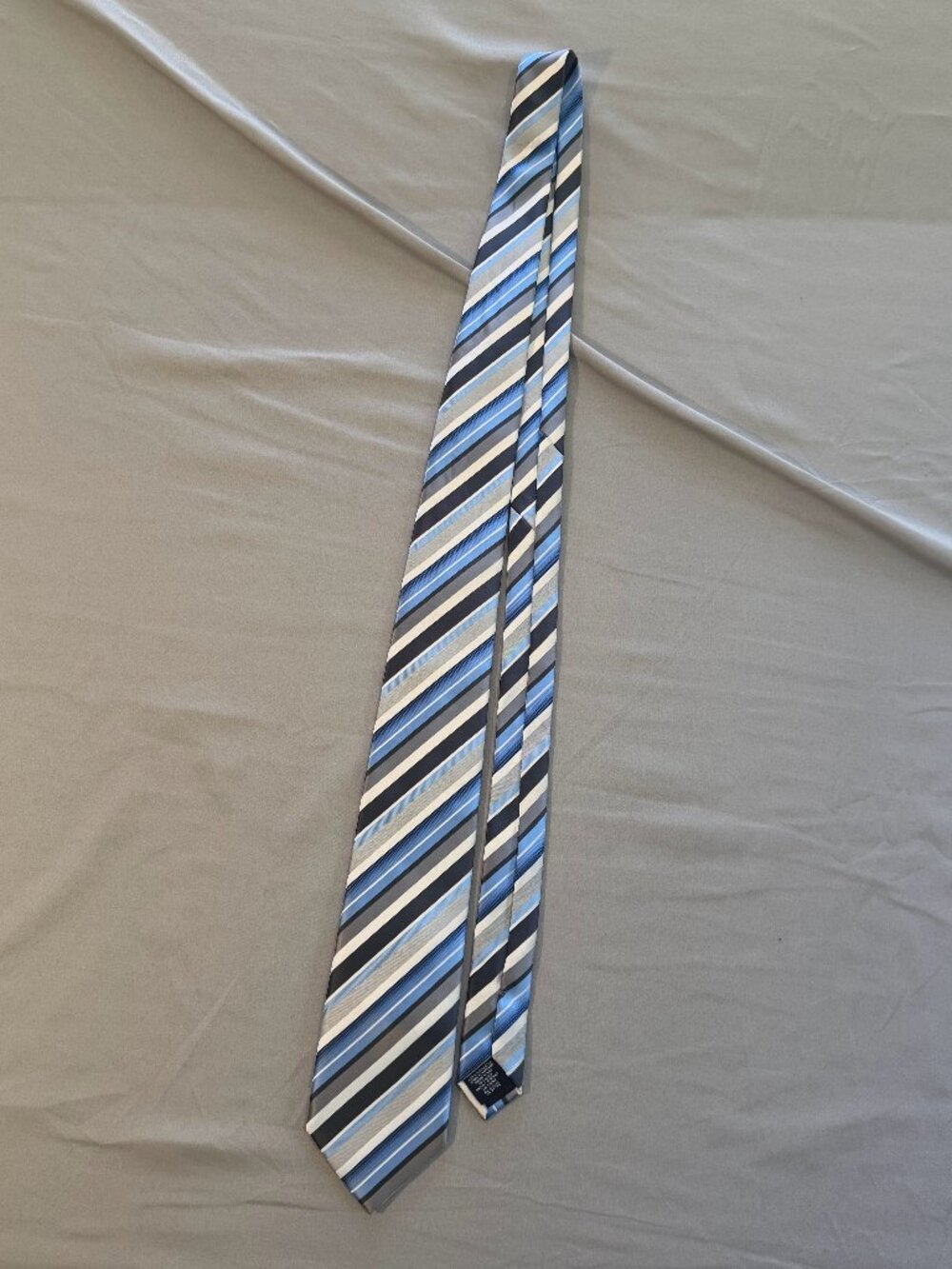 Stafford Essentails Men's Diagonal Dress Striped Tie Blue White Black Gray